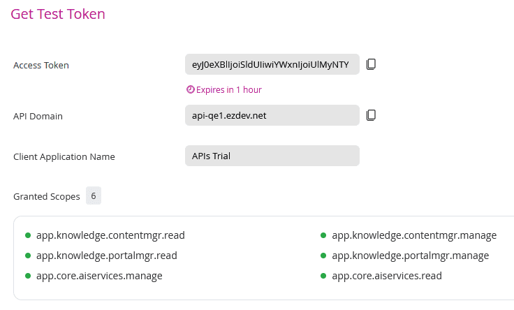 Test Token Information